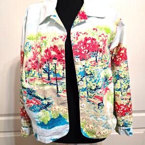 Draper's & Damon's Petites Beaded Multicolor Jacket "Spring In The Park" Size PM